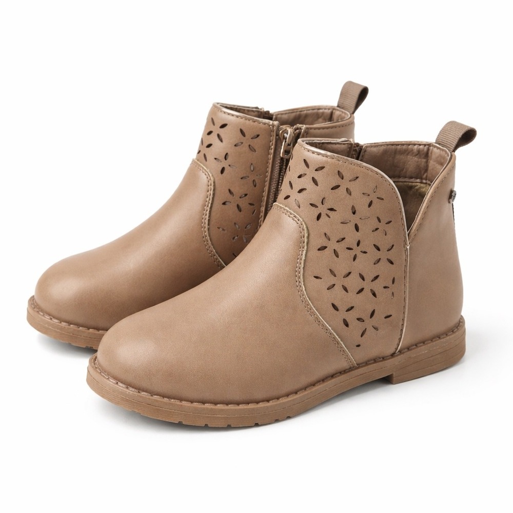Lucky Brand Dina GS Sand Ankle Boots Laser Cut Floral‎ Booties Girls Size 2 NEW